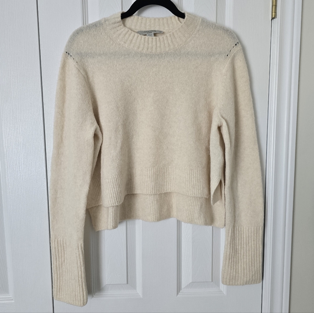 All Saints cropped Wool Cream Sweater